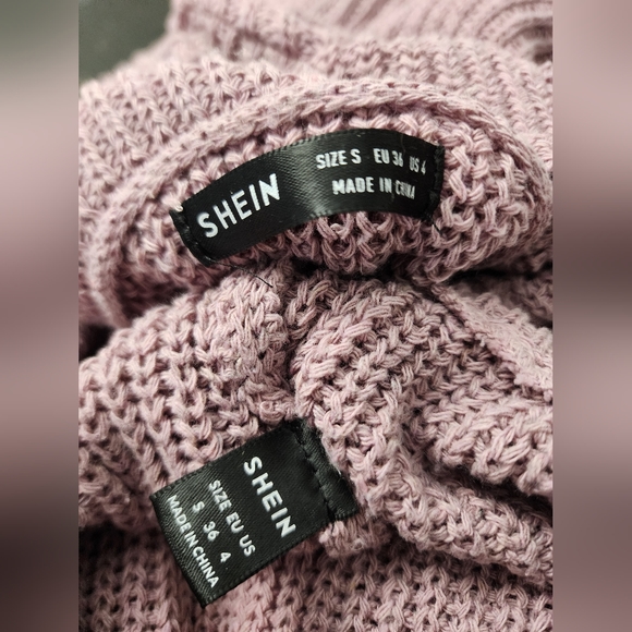 SHEIN Ribbed Turtleneck Sweater and Skirt Set. Pink. Size: Small (4) - Picture 10 of 12